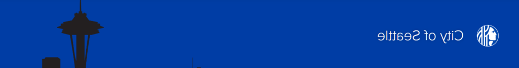 蓝色带西雅图市写在白色和黑色轮廓的太空针